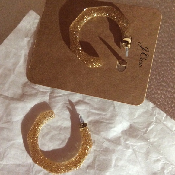 JCREW Resin Hoop Earrings NWT Gold - Picture 4 of 6